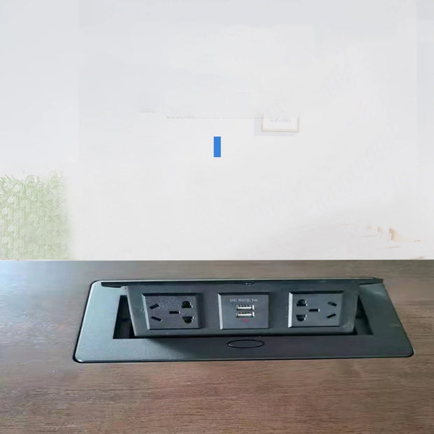 Pop-Up Desktop Power Socket - Hidden Aluminum Outlet with USB Ports