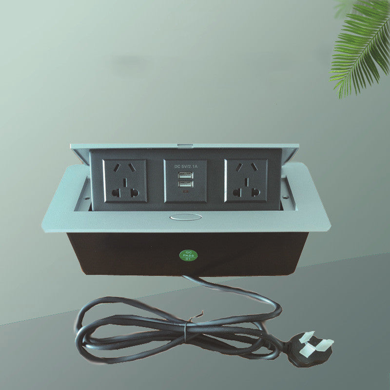 Pop-Up Desktop Power Socket - Hidden Aluminum Outlet with USB Ports