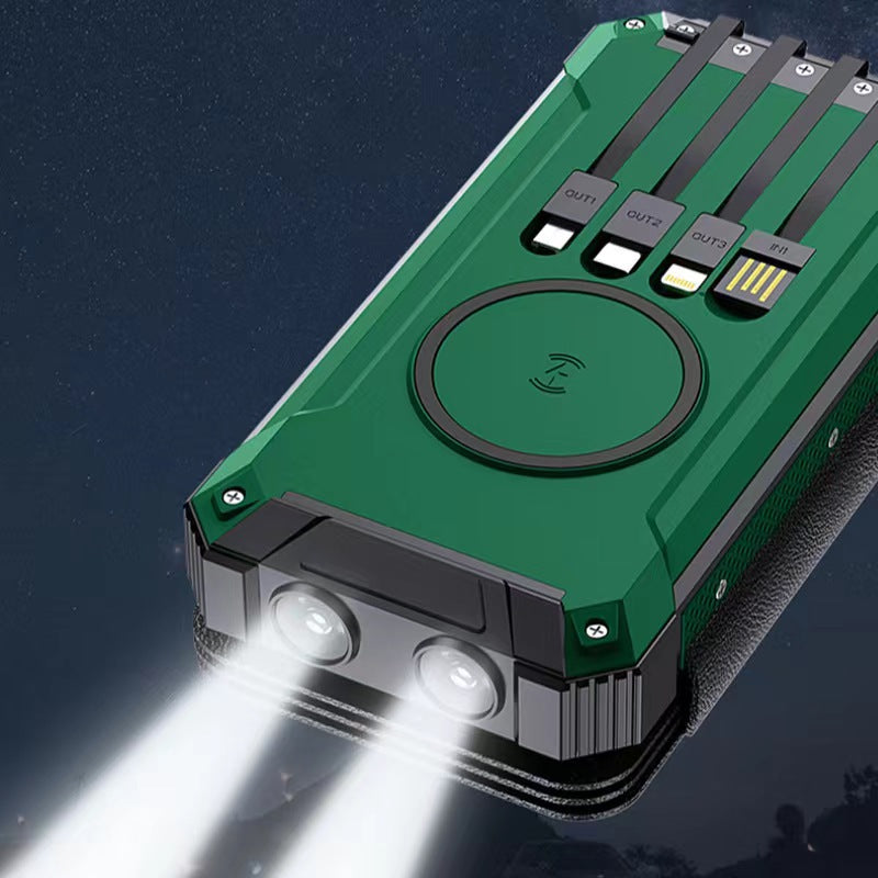 20000mAh Solar Power Bank - Wireless Charging & 4 Built-In Cables