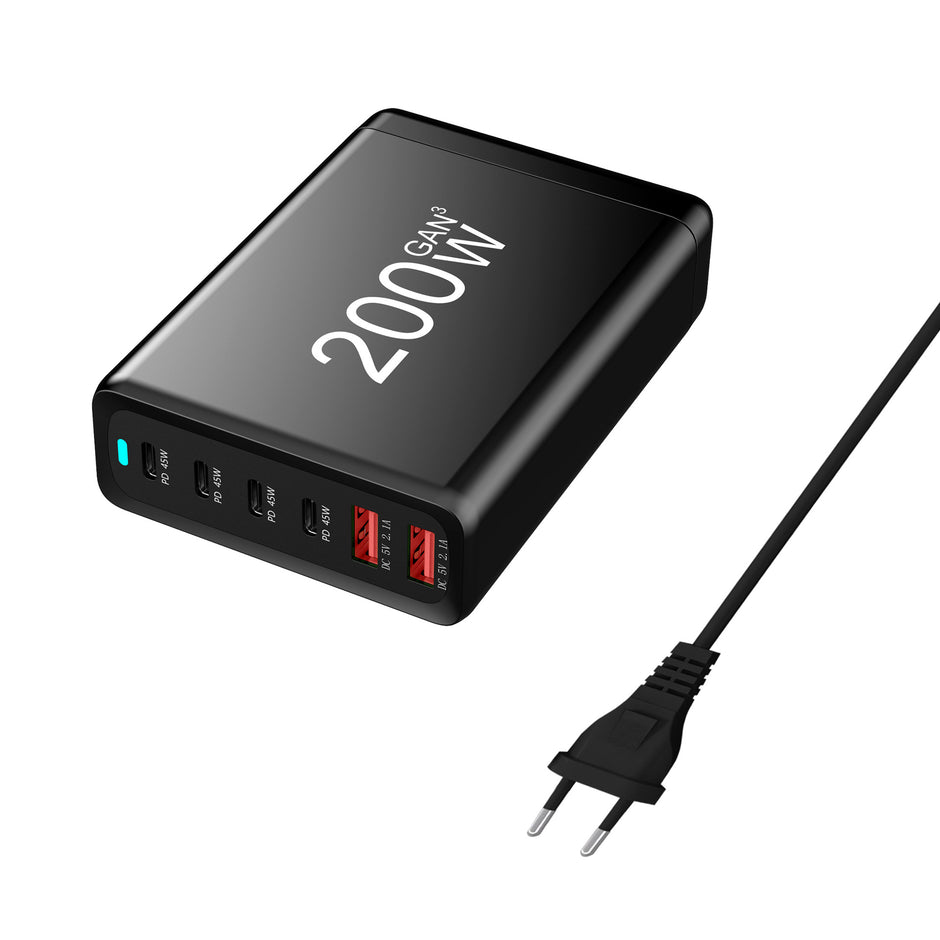 200W GaN High Power Charger - Multi-Device Fast Charging Station