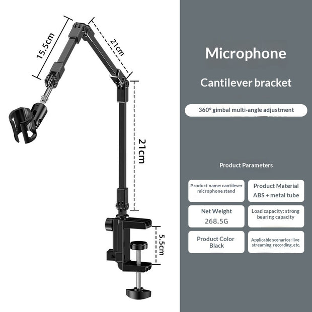 Professional Microphone Boom Arm Stand - Adjustable Swivel Mount
