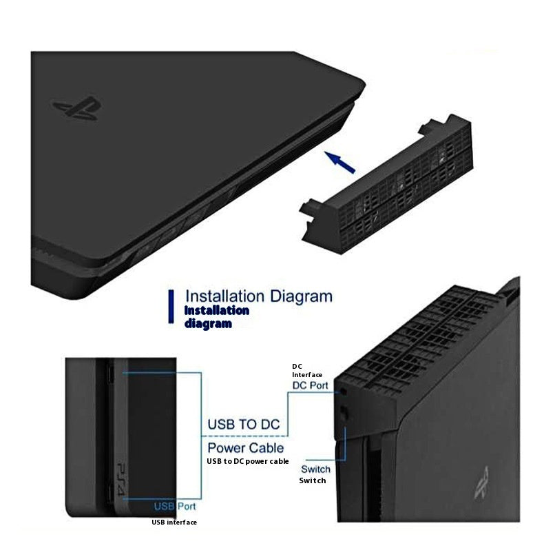 PS4 Slim Cooling Fan - Temperature Control USB Radiator