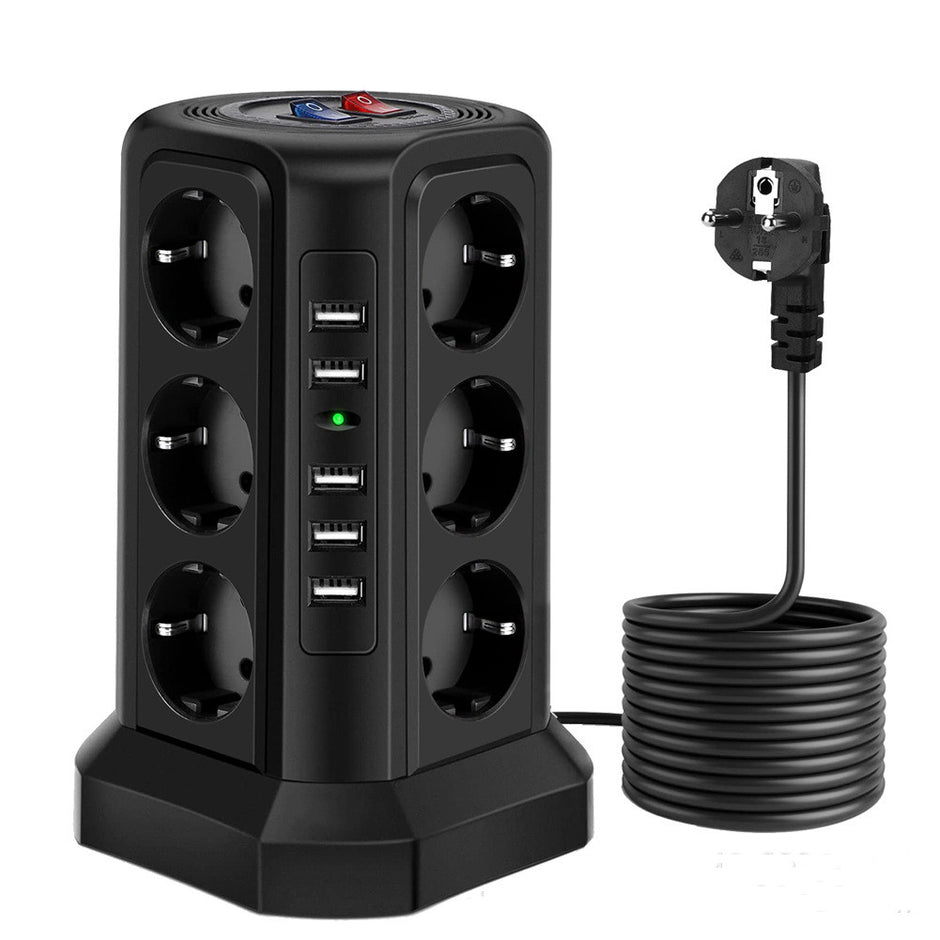 Tower Power Strip with USB - 12-Outlet Surge Protector
