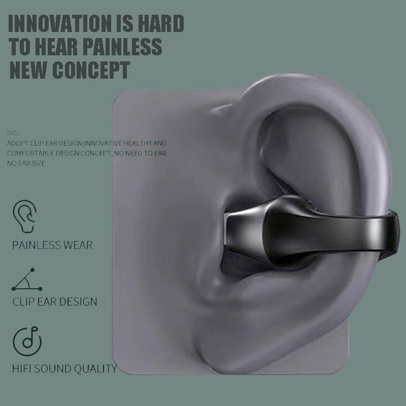 Ear Clip Bone Conduction Headphones - Bluetooth 5.2 Open-Ear Wireless