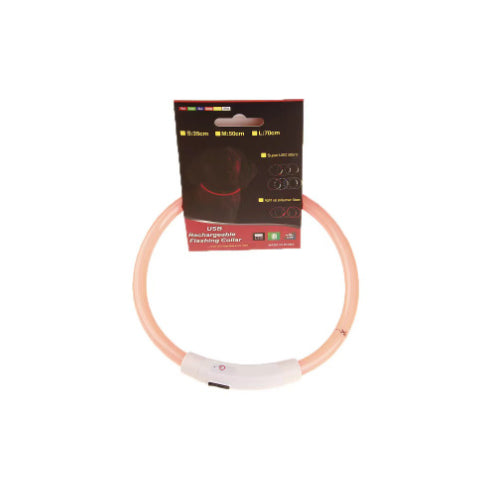 LED Pet Safety Collar - USB Rechargeable Glowing Fiber Optic Collar for Night Walking