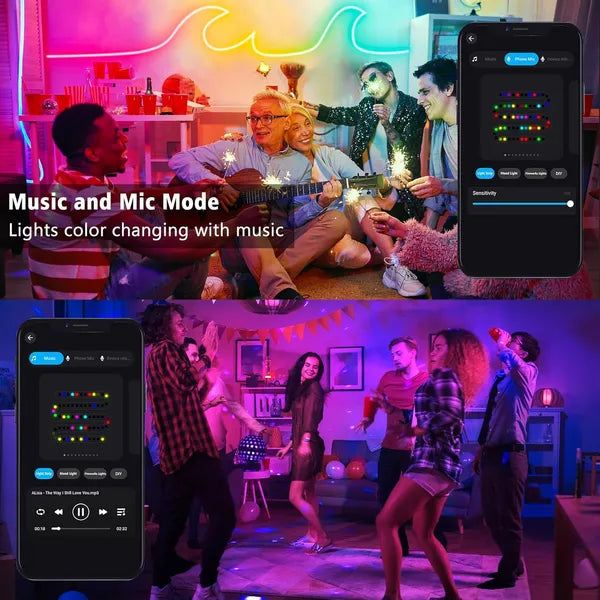 Neon Rope Lights RGB LED - 540 LEDs Bluetooth App Control | IP65 Waterproof Music Sync Strip Lights