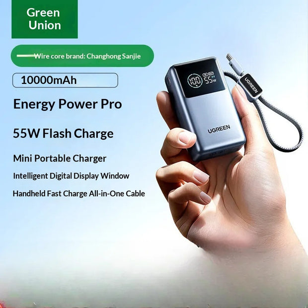 UGREEN 20000mAh Power Bank - 67W-165W Fast Charging with Built-in Cable