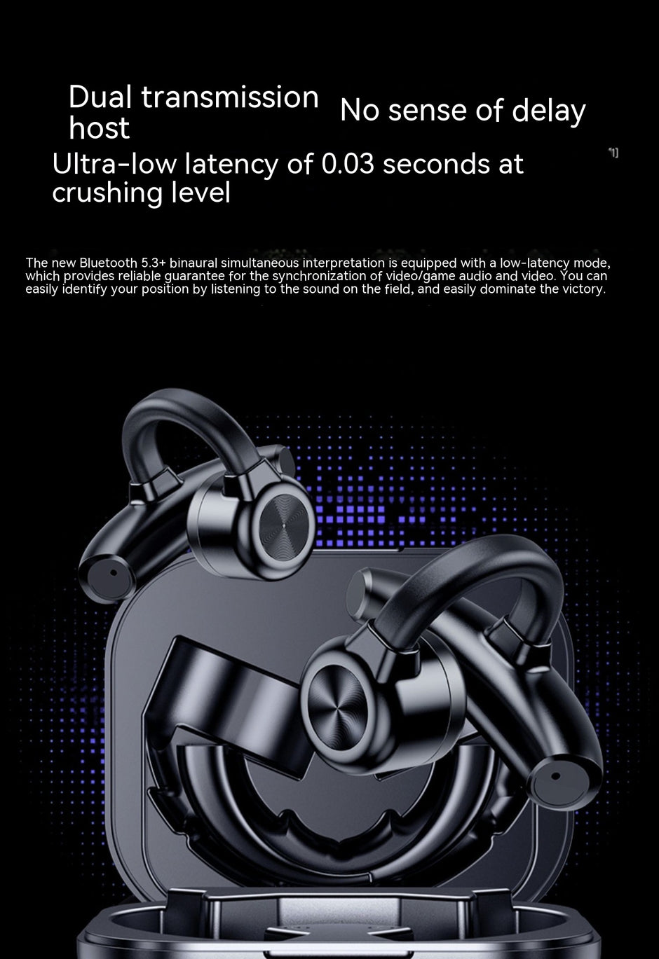 Bone Conduction Clip-On Headset - Wireless Bluetooth Earphones with 8-Hour Battery