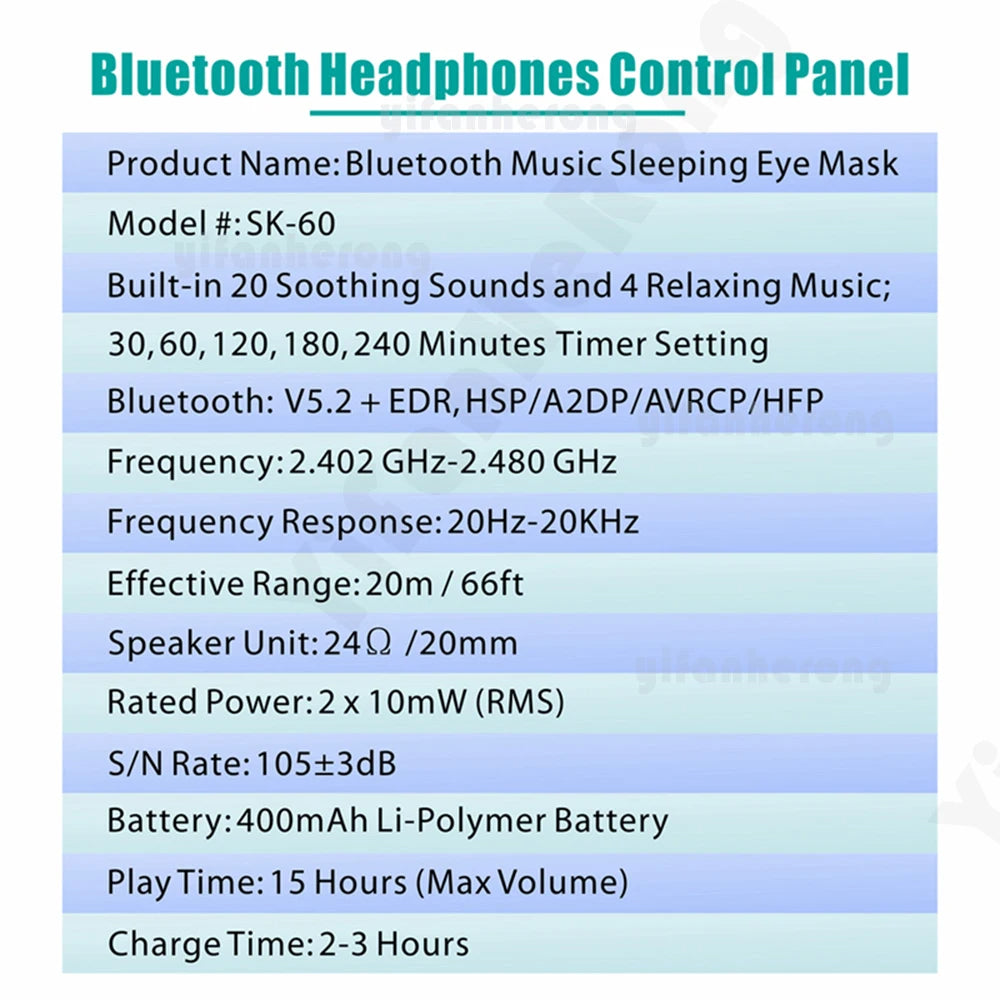 Bluetooth Sleep Mask - 3D Ice Silk with White Noise & Music