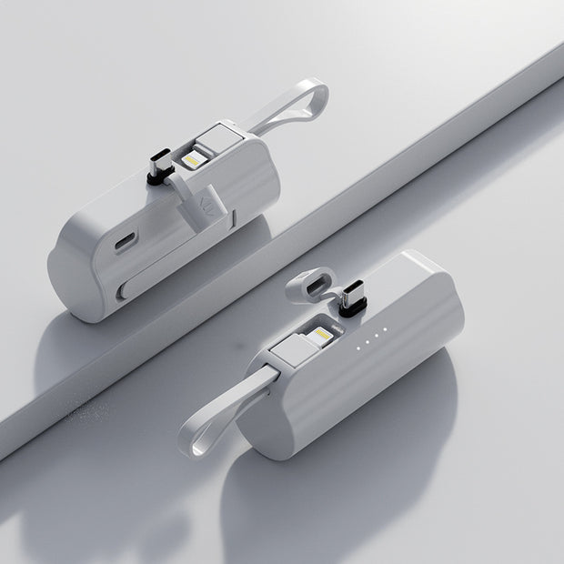Capsule Power Bank with Built-in Cable - Portable Charger 2000-10000mAh
