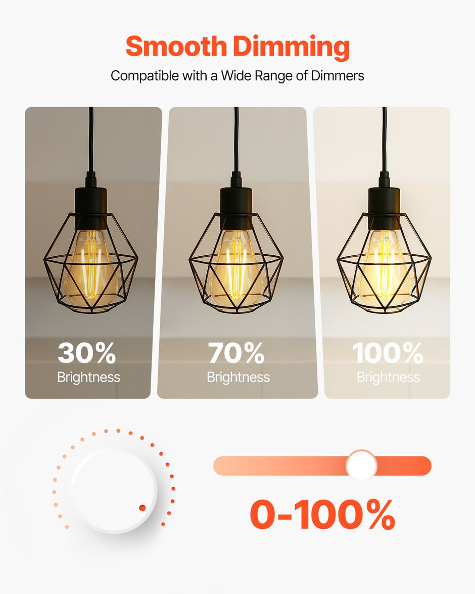 Edison LED Bulbs 6-Pack - Dimmable ST19 7W 800 Lumens | 2700K Warm White Vintage E26 Antique Bulbs