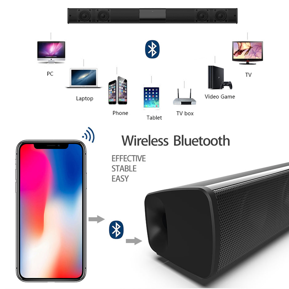 Home Theater Soundbar - Bluetooth Sound System with Remote Control