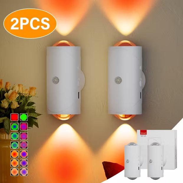 Motion Sensor Night Lights 4-Pack - Rechargeable LED with 7 Colors | Magnetic Cabinet & Wall Lights