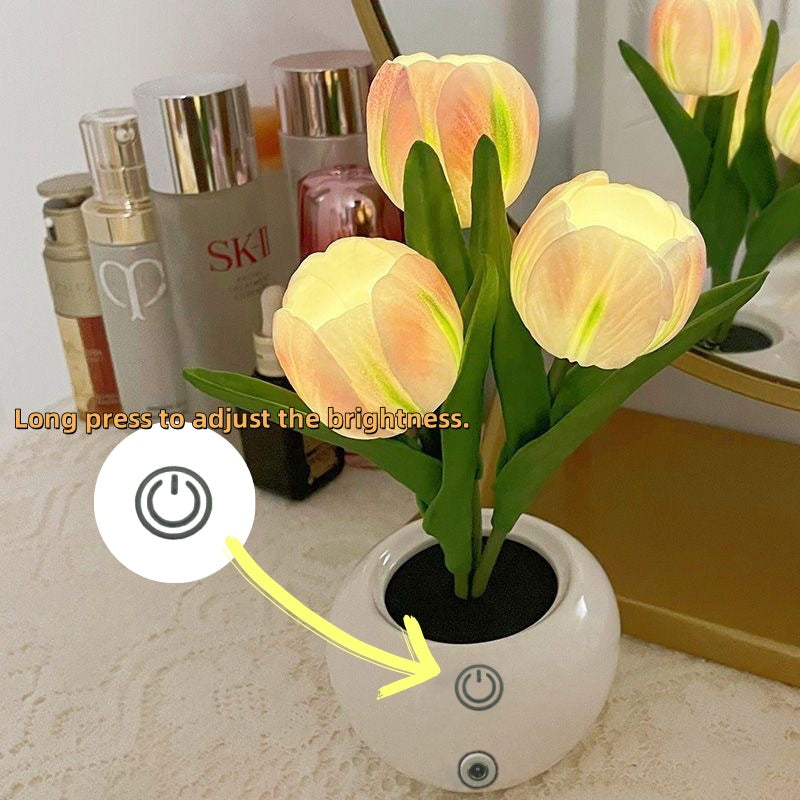 Tulip Lamp - LED Flower Table Lamp with Dimmable Touch Control | USB Rechargeable Night Light