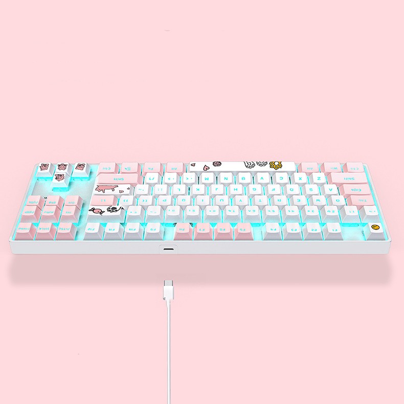 87-Key RGB Mechanical Gaming Keyboard - Green Switch TKL with Metal Panel