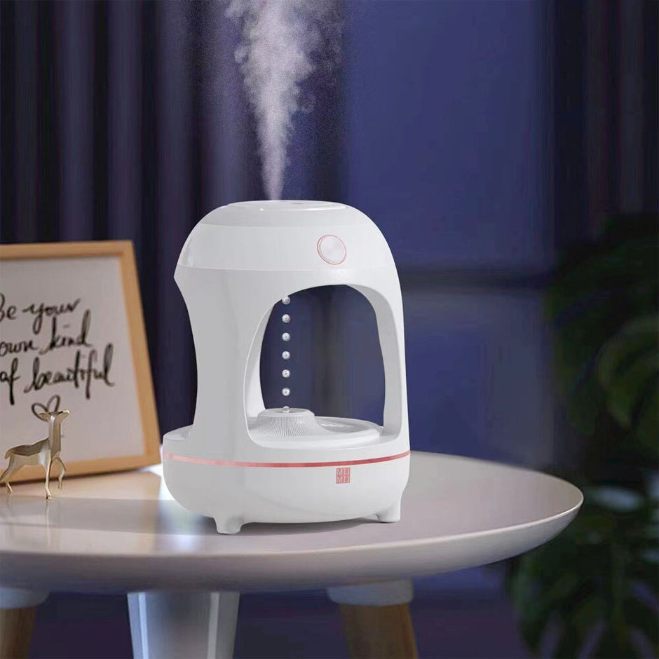 Anti-Gravity Levitating Water Drops Humidifier - LED Fountain Light