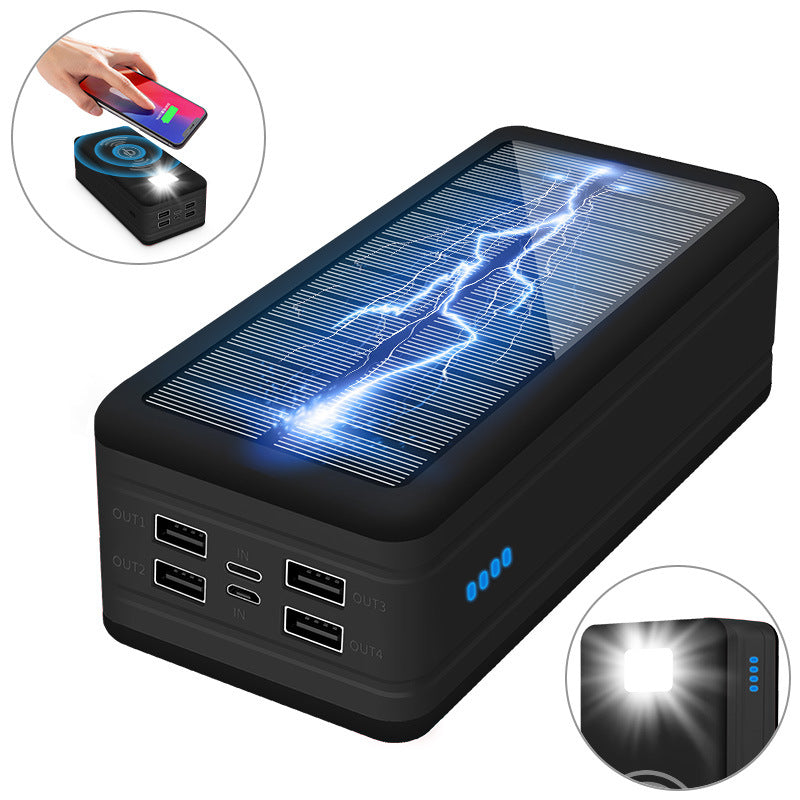 Solar Wireless Power Bank - High Capacity Portable Charger with Solar Panel
