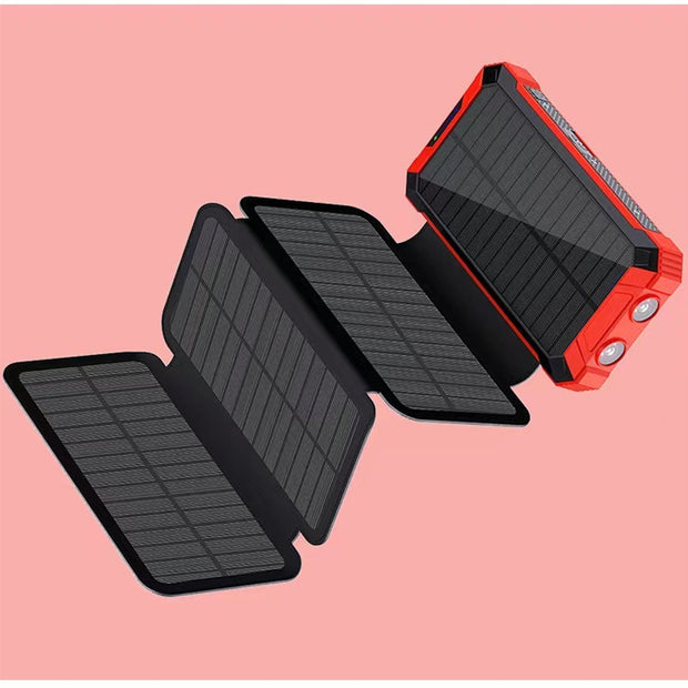 20000mAh Solar Power Bank - Wireless Charging & 4 Built-In Cables