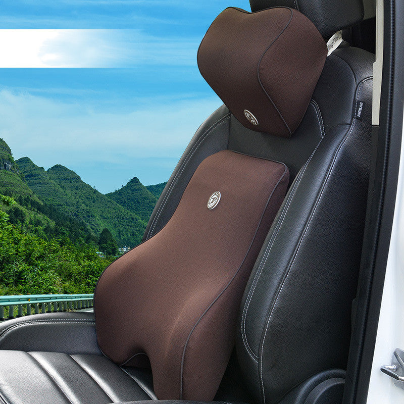 Memory Foam Lumbar Support Set - Headrest & Back Cushion Combo