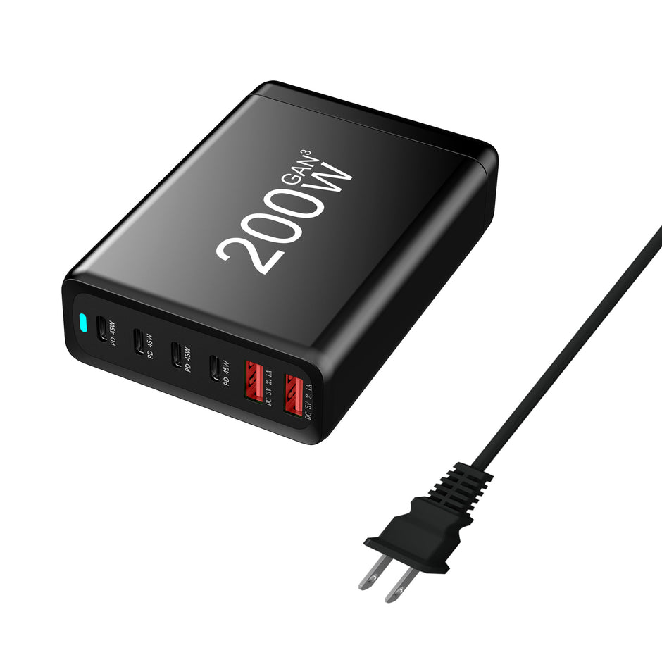 200W GaN High Power Charger - Multi-Device Fast Charging Station