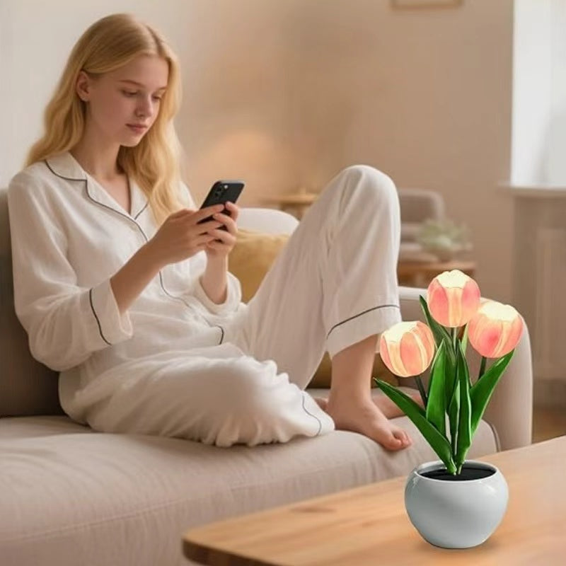 Tulip Lamp - LED Flower Table Lamp with Dimmable Touch Control | USB Rechargeable Night Light