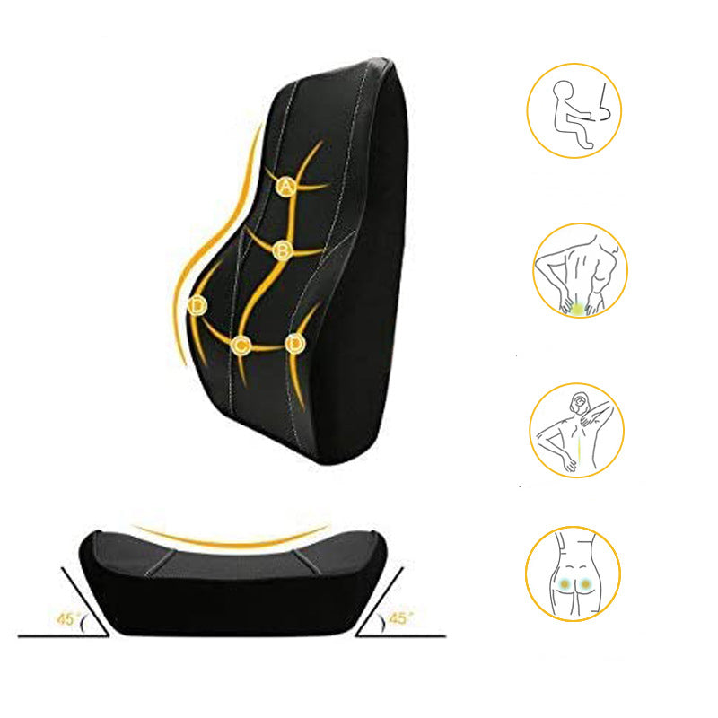 Memory Foam Lumbar Support - Slow Rebound Back Cushion for Car & Office