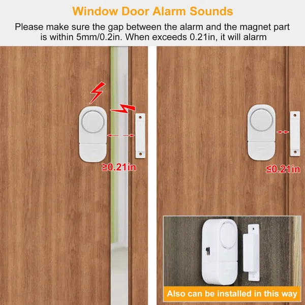 Wireless Door Window Alarm - 90dB Magnetic Sensor Security System | Easy Install for Home Safety