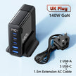 140W GaN Digital Display Fast Charger - 3C2A Multi-Port Station