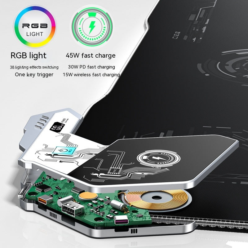 RGB Gaming Mouse Pad - Wireless Charging with USB Hub & LED Lights