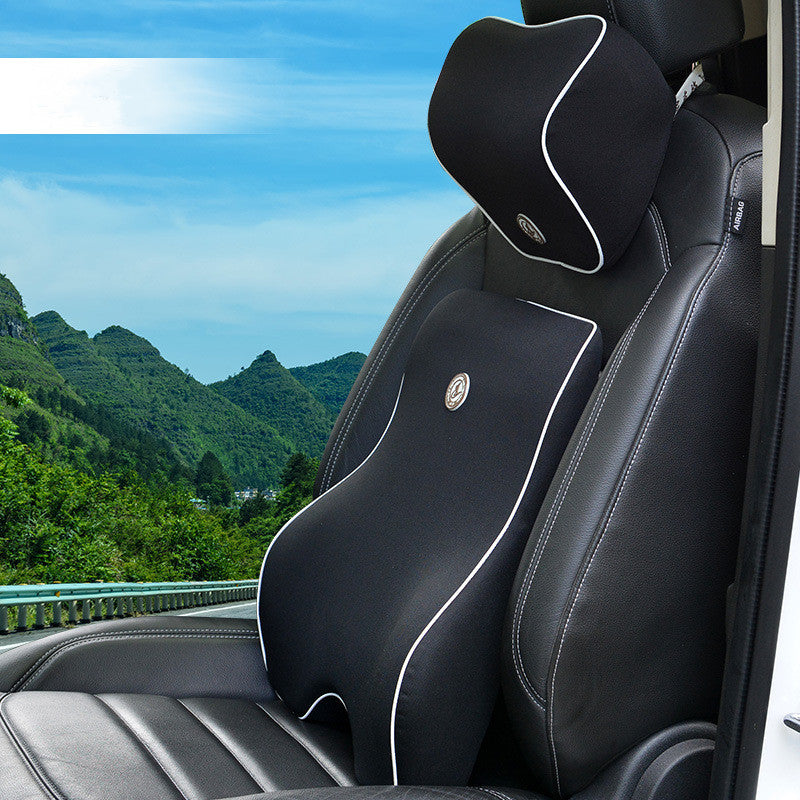Memory Foam Lumbar Support Set - Headrest & Back Cushion Combo