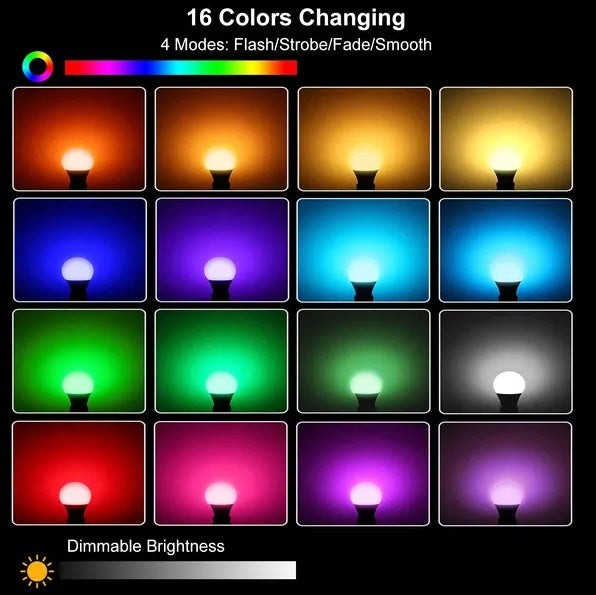 RGB LED Color Changing Bulb E27 - 16 Colors with Remote Control | Dimmable 3W Mood Light