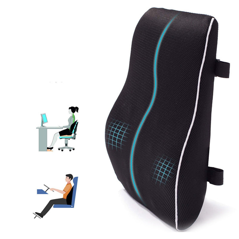 Memory Foam Lumbar Support - Slow Rebound Back Cushion for Car & Office