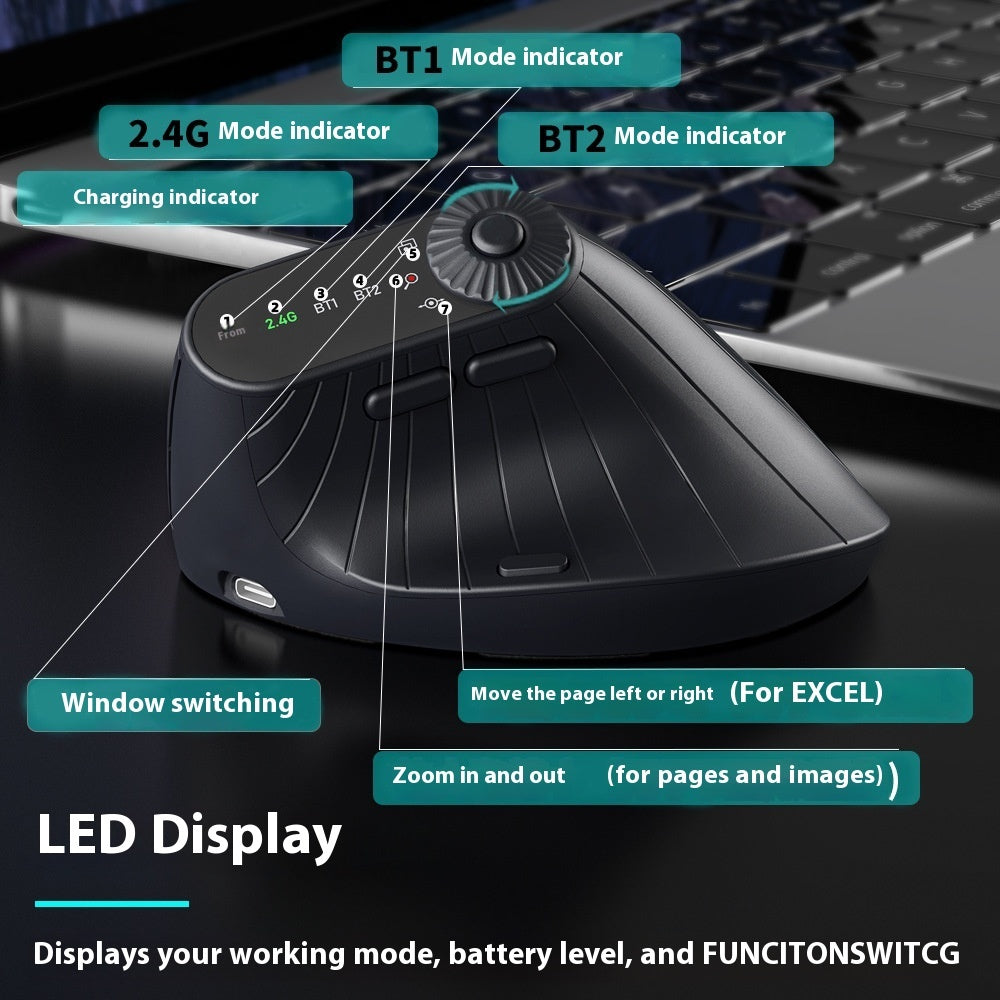 Ergonomic Vertical Mouse - Wireless Bluetooth Rechargeable