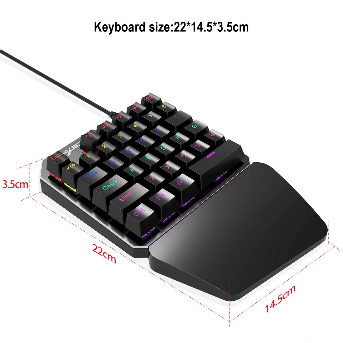 One-Handed Gaming Keyboard - 35 Key Mechanical RGB for PC
