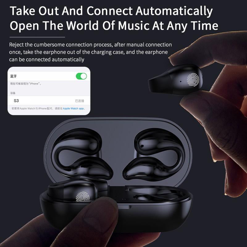 Ear Clip Bone Conduction Headphones - Bluetooth 5.2 Open-Ear Wireless