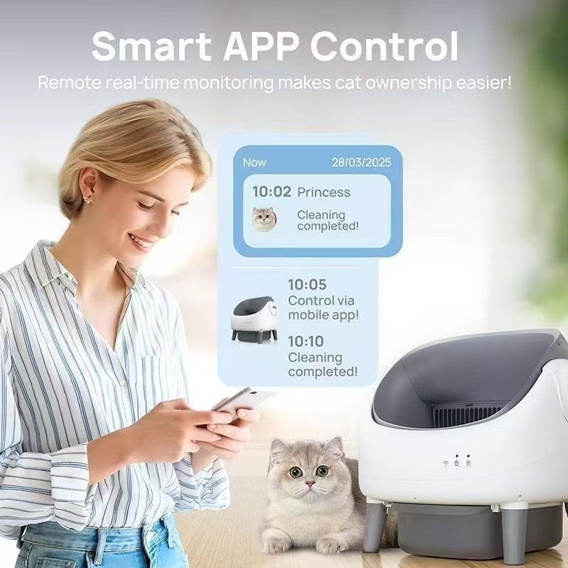 Smart Automatic Cat Litter Box - Semi-Enclosed Self-Cleaning Drawer Design Intelligent Litter Box