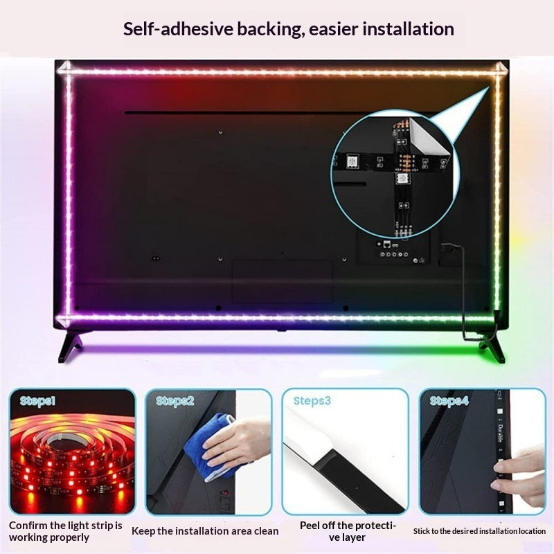 Smart RGB LED Light Strip - USB Powered TV Backlight with Remote
