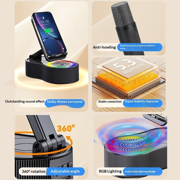 5-in-1 Phone Stand - Bluetooth Speaker Power Bank with Microphone