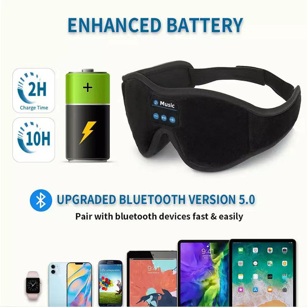 Bluetooth Sleep Mask - 5.0 Wireless Music Eye Mask with Memory Foam