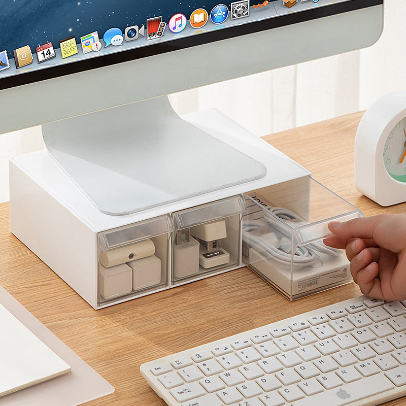 Desktop Monitor Riser with Drawers - Multi-Tier Storage Organizer