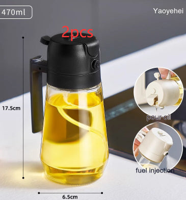 470ML Olive Oil Sprayer Dispenser - 2-in-1 Glass Spray Bottle for Cooking BBQ Air Fryer