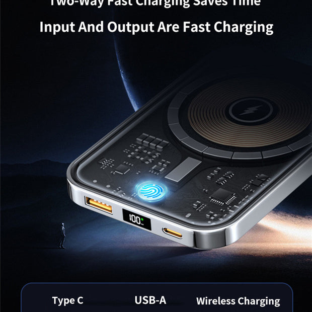 Transparent Magnetic Power Bank - 10000mAh 22.5W Fast Charge