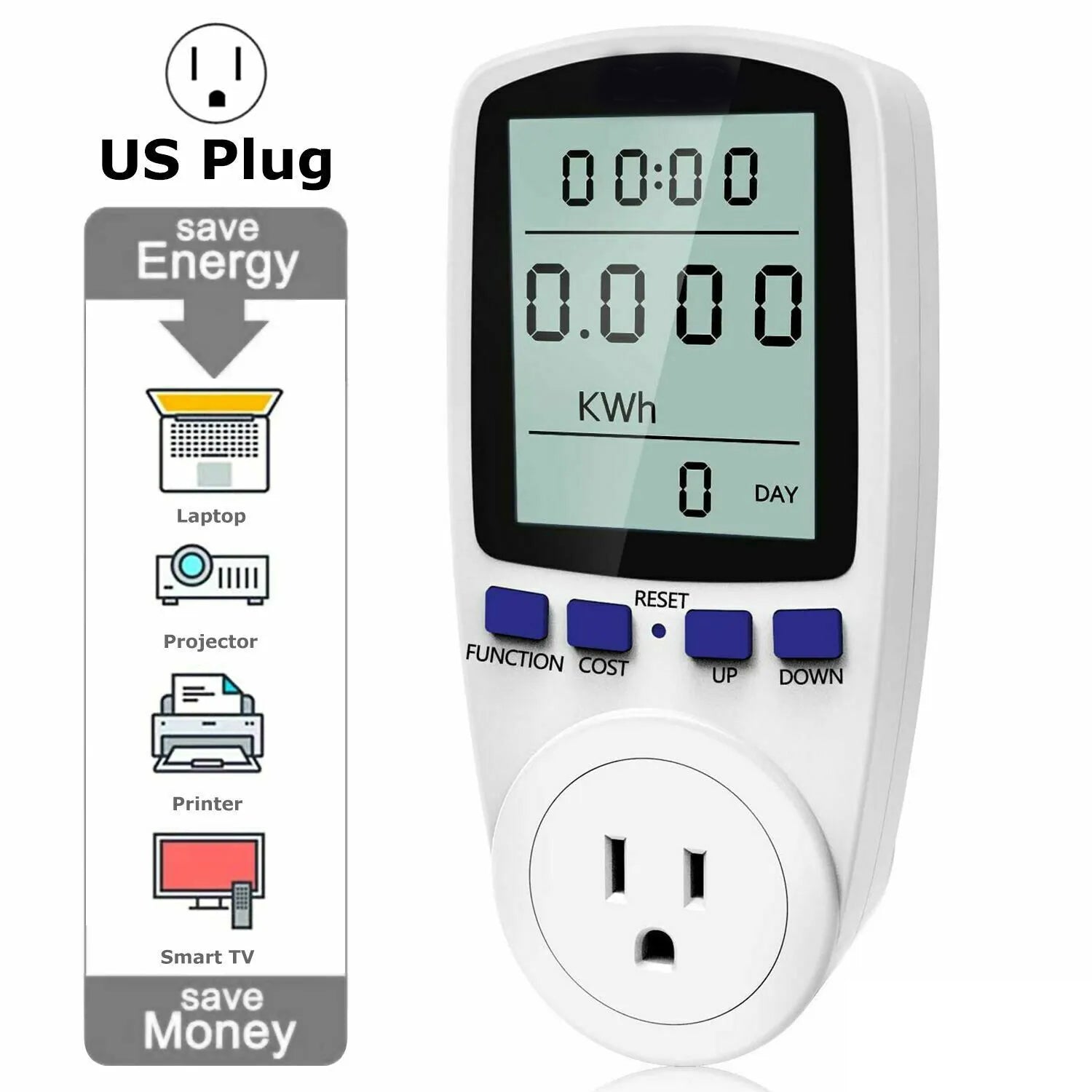 Digital Power Saving Energy Monitor - Electricity Usage Meter with LCD Display | Track kWh & Costs