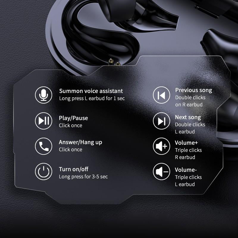 Ear Clip Bone Conduction Headphones - Bluetooth 5.2 Open-Ear Wireless