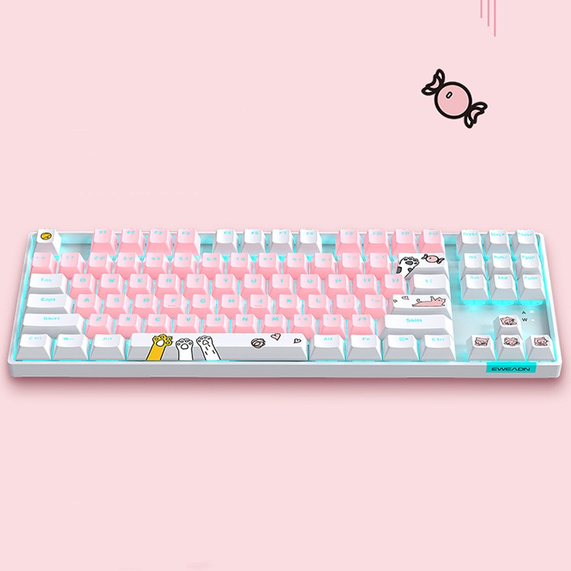87-Key RGB Mechanical Gaming Keyboard - Green Switch TKL with Metal Panel