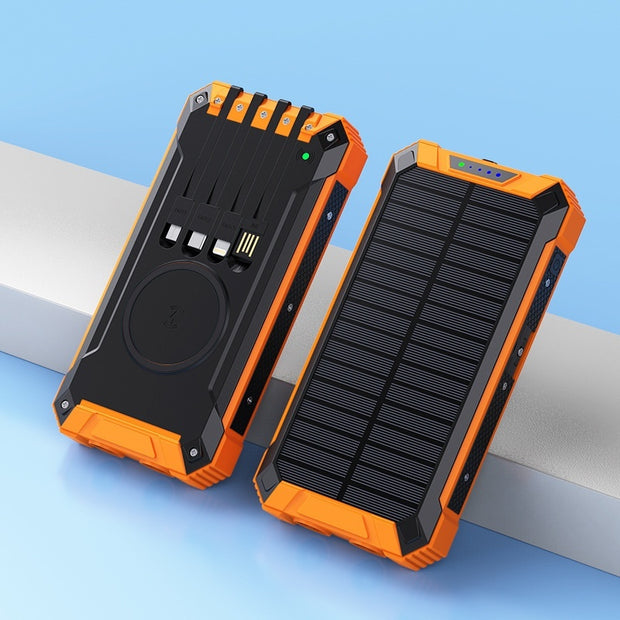 Solar Wireless Power Bank - Portable Charger with Qi Charging