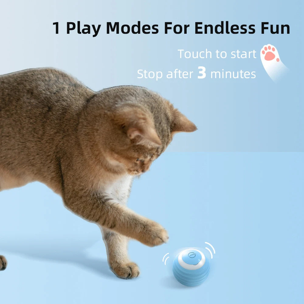 Smart Interactive Cat Toy Ball - Automatic Rolling USB Rechargeable with Intelligent Obstacle Avoidance