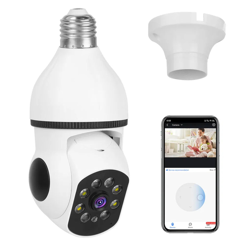 E27 WiFi Bulb Camera - 1080P Pan Tilt Security Camera | Motion Tracking with Floodlight & Siren