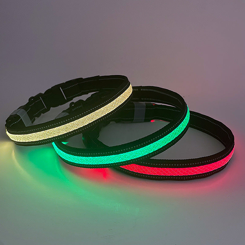LED Dog Collar USB Rechargeable - Light Up Safety Collar for Night Walks with Adjustable Sizes