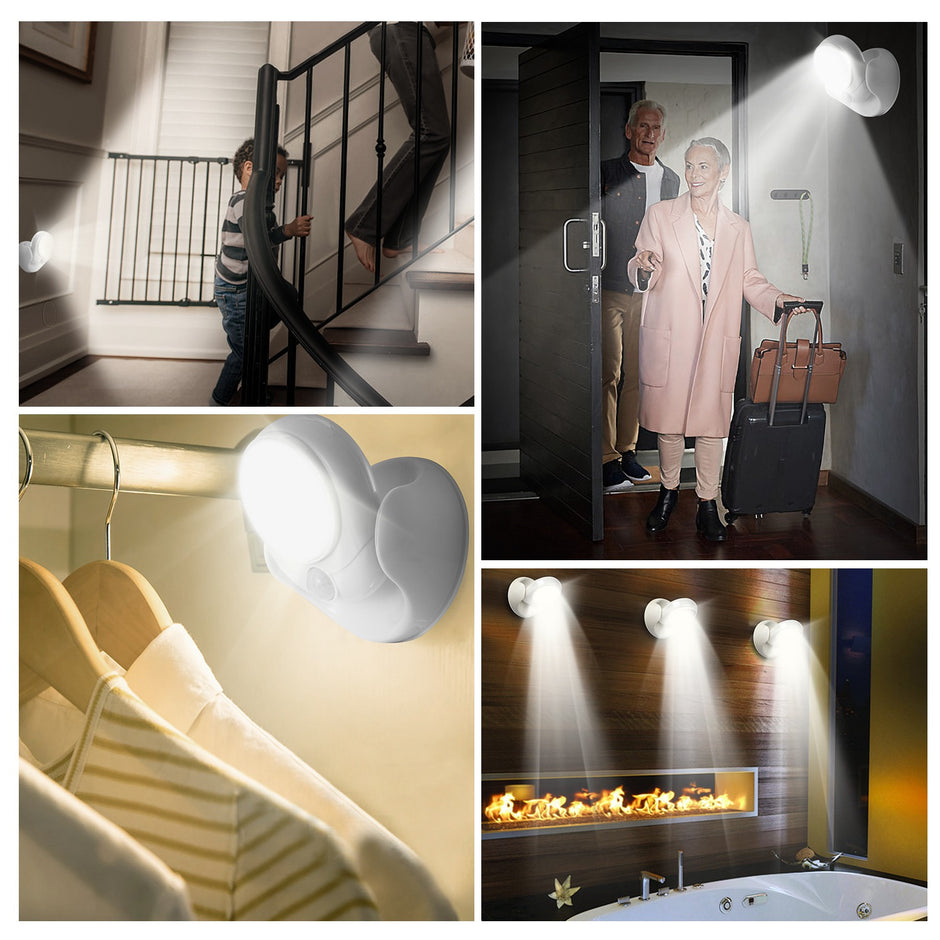 Wireless LED Spotlight - 300 Lumens Motion Sensor Light | 360° Rotatable Battery Operated for Closet & Bathroom
